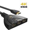 1~5PCS Port 4K 2.0 Cable Auto Splitter Switch Switcher 3x1 Adapter HUB 3D 3 to 1 for Monitor PS5(Black 3pcs) view 4