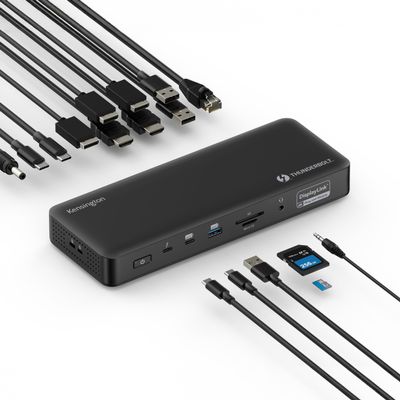 Kensington SD5910T DisplayLink Docking Station Thunderbolt 4, Quad 4K for MacBook Pro/Air M1/M2/M3/M4 with Pro and Max Chipsets, 100W PD, HDMI/DP/TB4, SD/Micro SD Card Slots (K35233NA), Black