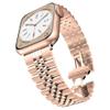 Compatible with Garmin Fenix 8 51mm Bands, 20mm, 22mm, 26mm QuickFit Solid Stainless Steel Metal Band with Butterfly Folding Clasp Link Bracelet Compatible with Enduro, Fenix, Tactix, Descent, Instinct, epix, Approach, Forerunner Series Watch (Rose G view 3