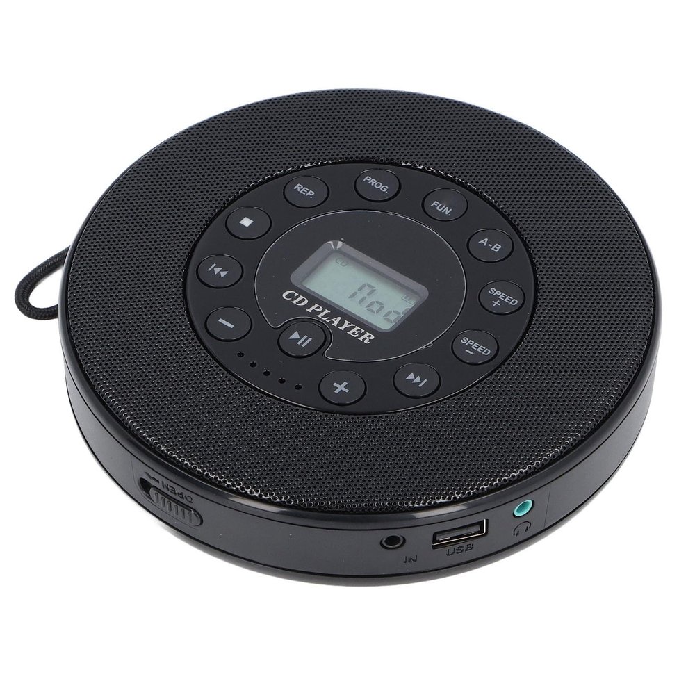 Portable CD Player, Rechargeable CD Player with Speaker, Built in Mic, Anti Skip CD Player, Bluetooth Compact CD Player for Car Home Travel (Black)