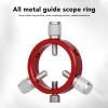 6 Hole 50mm Guide Scope Ring with Protective Caps, Aluminum Alloy Astronomy Telescope Mounting Bracket, Red, Easy to Carry, Suitable for 30-50mm Telescopes, M6 Screw Support view 2