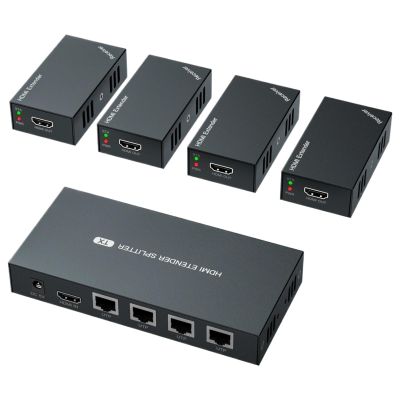YXX7XY 1x4 HDMI Extender Splitter 1080p to 50m/165ft Management 4K 60Hz(1TX-4RX-1080P-IR)