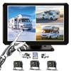 10,36-Inch 3 Split Touchable 128GB Large Audio Screen 1080P Backup Camera Monitor & Built-in DVR Video Recorder for RV Truck Trailer Rear Side Front Reversing View Wired System Image Waterproof view 1
