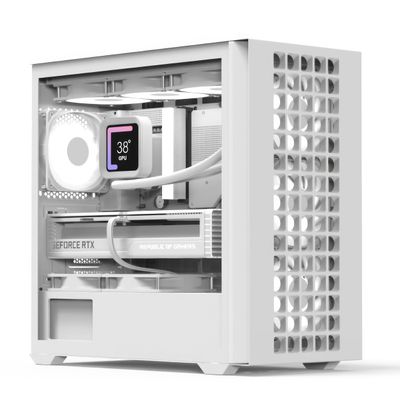 AeroCool D302A Mini Tower Case, 360mm Radiator Support, 11 Fan Slots, 410mm GPU, Backward-Facing m-ATX/mini-ITX Motherboard, USB Type-C, Magnetic Dust Filter, Mesh Front Panel, Compact Build, White