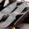 LOT OF 4 PIECES HAND FORGED DAMASCUS STEEL FULL TANG KNIFE BLANK BLADE KNIFE MAKING SUPPLIES (4 DIFFERENT PIECES SET) view 3