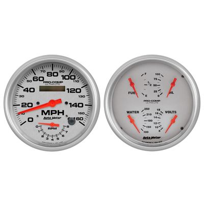 Auto Meter 4405 Gauge Kit, 2 Pc., Quad & Tach/Speedo, 5", Ultra-Lite