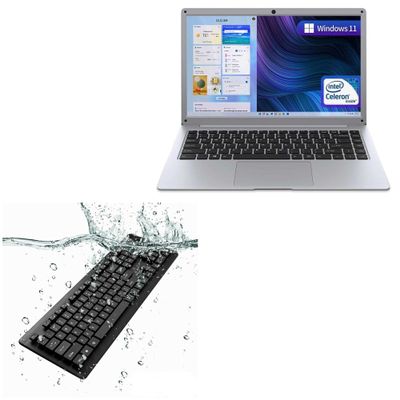 BoxWave Keyboard Compatible with Jumper EZbook S5 (14 in) - AquaProof USB Keyboard, Washable Waterproof Water Resistant - Jet Black
