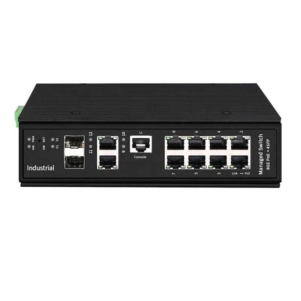 BAISULI Industrial Din Rail Switch Gigabit Ethernet 8 Port Full Industrial PoE Switch L2 Managed Ethernet Injector Switch with 2 Gigabit RJ45 Port and 2Gigabit SFP Port
