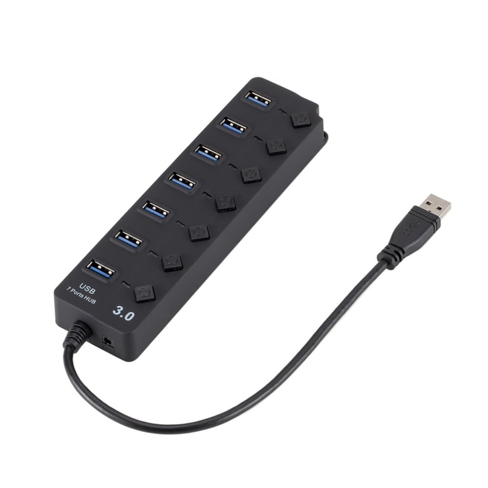 FELTECHELECTR Port USB Hub Black USB Splitter with Independent Ports Compact Design for Laptop Pc Tablet and Smartphone High-Speed Data Transfer Slim and Portable