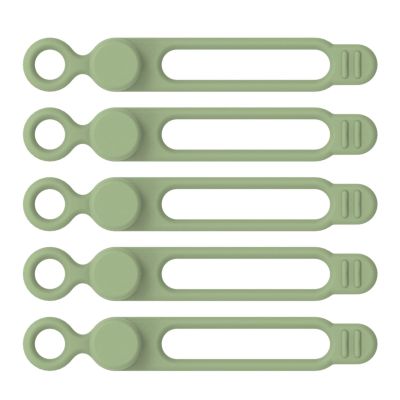 5Pcs Cord Ties Silicone Cable Wire Ties Buckle Design Reusable Soft Data Cord Wraps for Earphone Wire Charging Cable(Green)