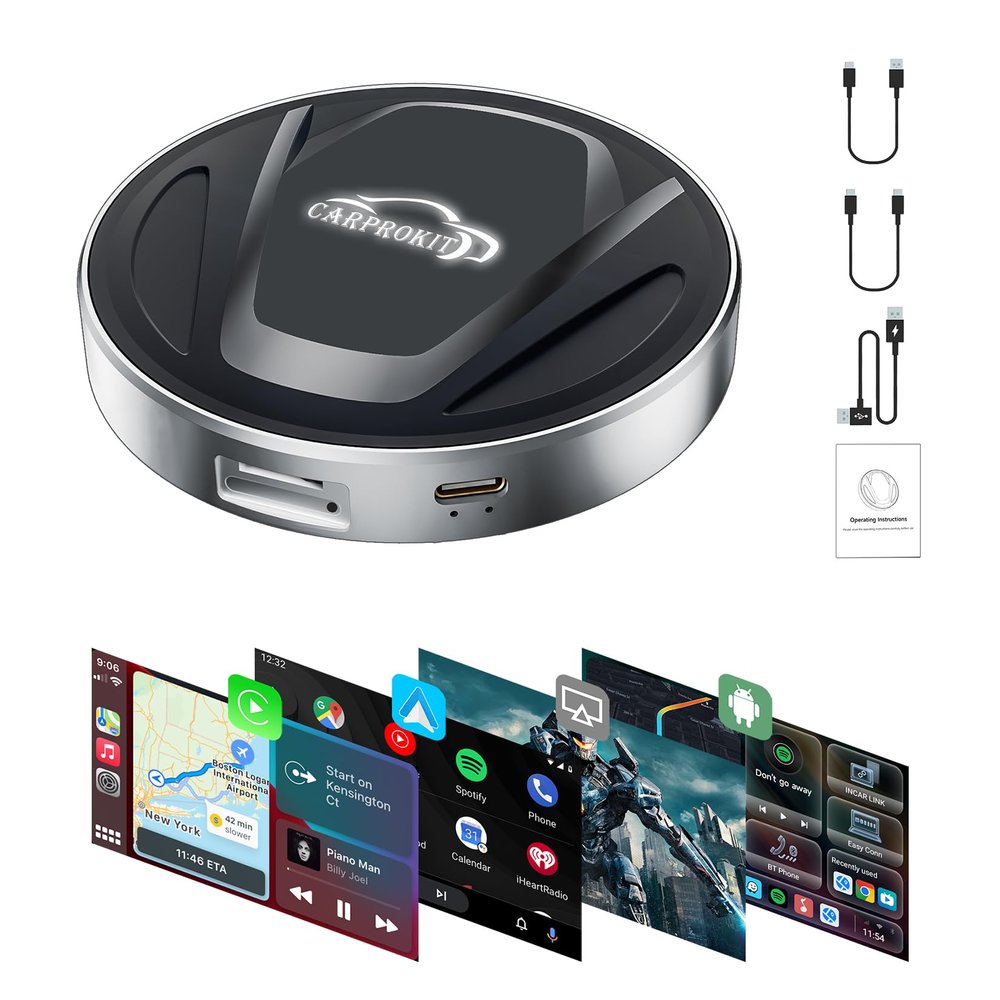 CarProkit 6.0 Wireless CarPlay Anroid 13.0 AI Box Adapter, QCM6225 8GB+128GB, Wireless Android Auto Mirroring North America 4G LTE WiFi YouTube Netflix, for 2017-2025 Cars with Factory Wired CarPlay