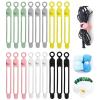 KAHEGIND 5Pcs Cord Ties Silicone Cable Wire Ties Buckle Design Reusable Soft Data Cord Wraps for Earphone Wire Charging Cable(Gray) view 2