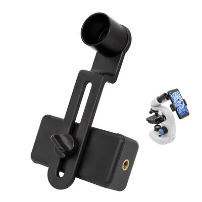 DirectNine Basics Microscope Phone Clip Adapter - 20mm Mounting Diameter - Black Plastic - LED Light - Suitable for Mobile Phones 55-90cm Width