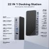 ORICO 22-in-1 DisplayLink Docking Station, Quad Displays USB C Hub with 3 DP, 3 HDMI, Single 8K Output, 60W PD, USB A/C 3.2, USB-A 3.0, RJ45, SD/TF, 3 Types AUX view 2