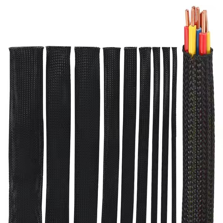 1/2" Split Braided Cable Sleeve 10ft - Cord Protector for Computer Desk, Gaming Setup, TV Wires - Flexible Wire Loom Organizer (Black)