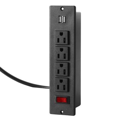 UYVHXA 4 Outlet Power Strip, Wall Mount Power Outlet Strip with 2 USB Overload Switch Under Desk Power Strip US Plug 125V