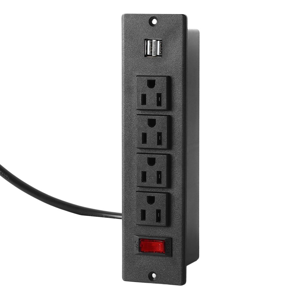UYVHXA 4 Outlet Power Strip, Wall Mount Power Outlet Strip with 2 USB Overload Switch Under Desk Power Strip US Plug 125V