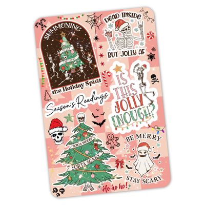 Clear Back Cover Insert for Kindle | Bookish Kindle Case Decor | Spooky Christmas Kindle Insert for Clear Case | Booktok Gothic Holiday Stickers | Book Gifts Women (Kindle Basic 6")