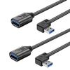 MISYNLON Short USB Extension Cable 0.3M/1Ft, Right Angle USB 3.0 A Male to Female Extender Cord Support Charging Data Transfer, 90 Degree USB Cable, for Laptop USB Flash Drive (2PCS/Left) view 1