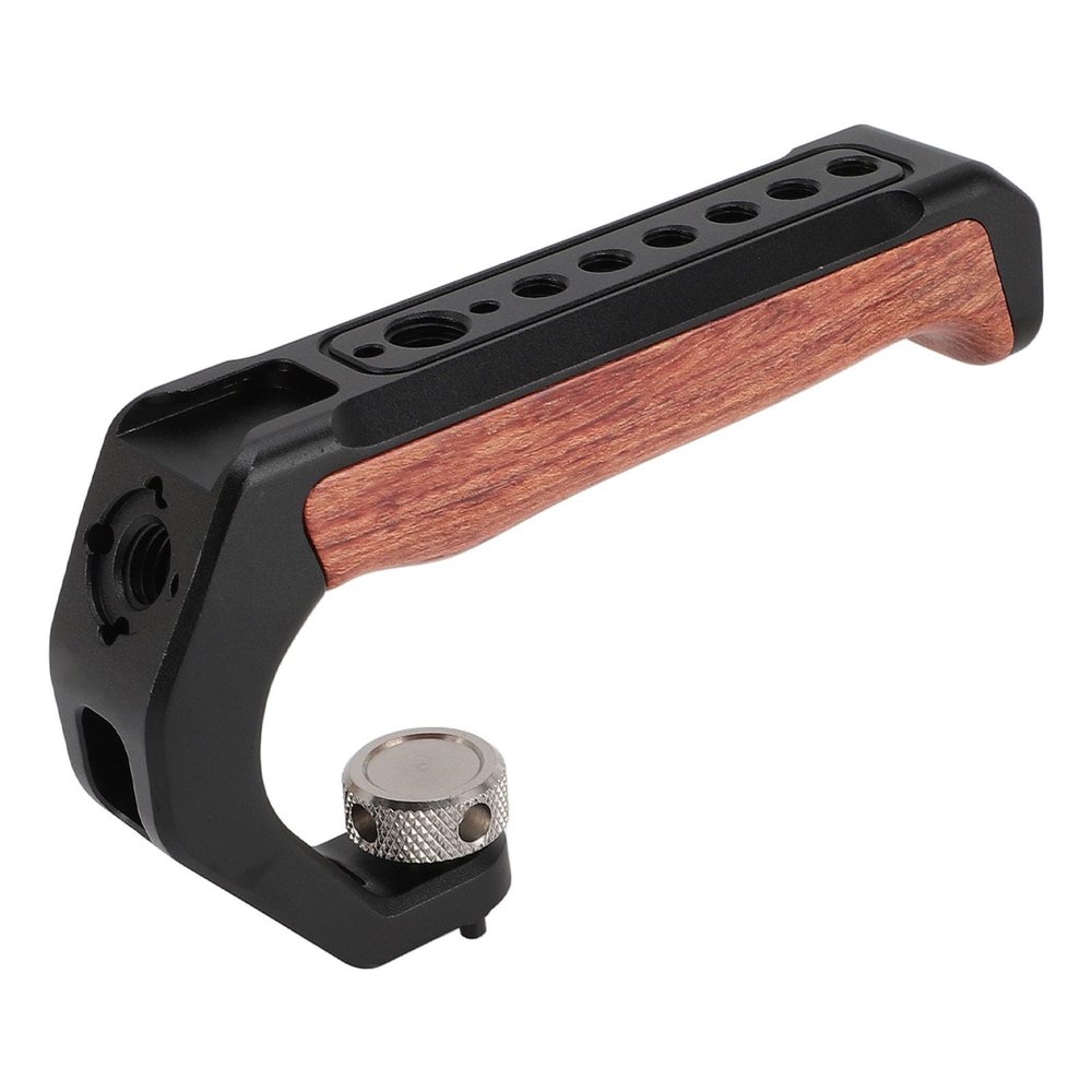 Camera Top Handle with 3 Cold Shoes,Easy Installation, Multiple Screw Holes,Professional Experience, Ergonomic Design,Aluminum Alloy, Pearwood for DSLR Cameras