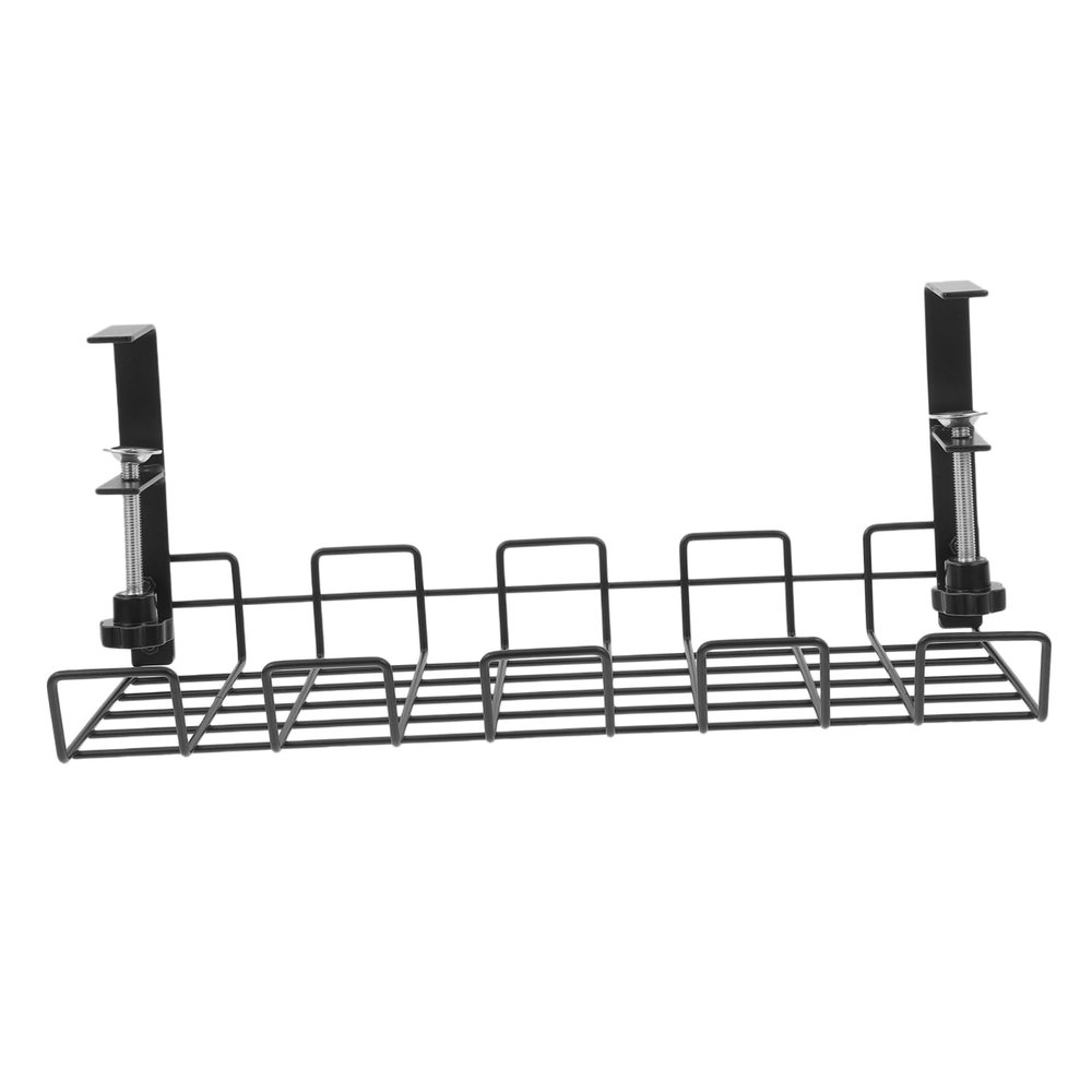 BRIGHTFUFU Cable Management Rack Under Desk Wire Organizer Extendable Socket Office Cord Organizer Black