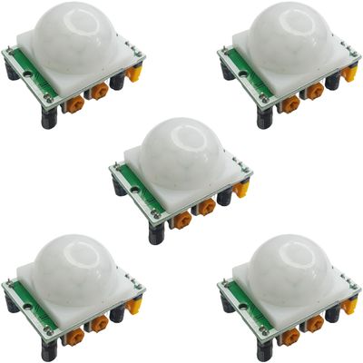 HC SR501 PIR Motion Sensor Module Infrared Motion Detector Compatible with Arduino ESP32 ESP8266 Raspberry Pi for Motion Detection and DIY Home Automation Projects, 5 Pieces