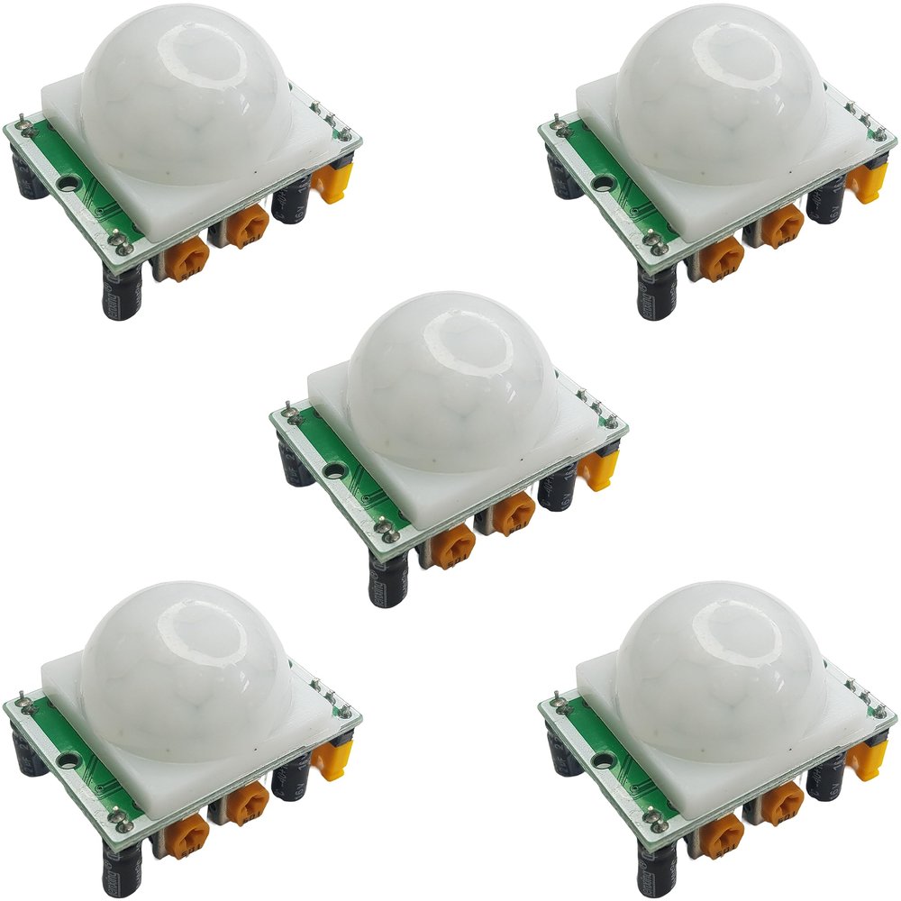 HC SR501 PIR Motion Sensor Module Infrared Motion Detector Compatible with Arduino ESP32 ESP8266 Raspberry Pi for Motion Detection and DIY Home Automation Projects, 5 Pieces
