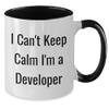 Funny I Can't Keep Calm I'm A Developer Two Tone Coffee Mug - Birthday Unique Gifts from Friends and Family view 2