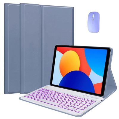 EHLCYS Keyboard Case for Xiaomi Redmi Pad SE 8.7 Inch 2024, Magnetic Detachable Wireless Bluetooth 7 Colors Backlit Keyboard, Ultra-Thin Lightweight Stand Case with Mouse,Purple