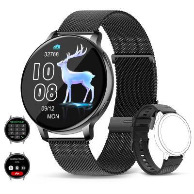 AOTULIGHT Smart Watch for Women,Elegant&High-end Stainless Steel IP68 Waterproof Smartwatch Fitness Tracker with Heart Rate Sleep Monitoring Calories Activity Tracker (Black)