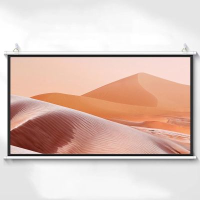 SXKJQER Manual Pull Down Projection Screen,White HD Pull Down Projector Screen,Wall & Ceiling Mount Projection Screen, for Home School Theater Cinema Indoor Outdoor Projector Movie Screen(16:9,72")