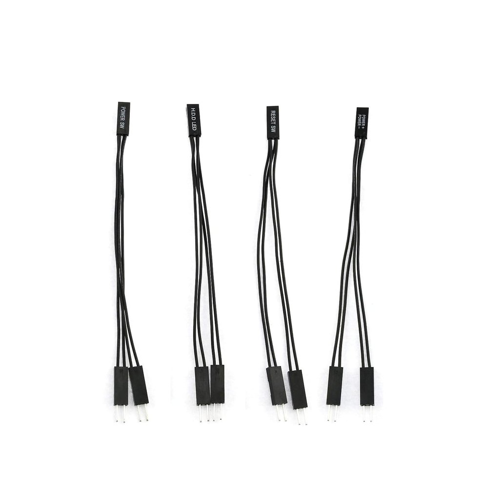 4PCS 2 Pins Single Female to Dual Male Jumper Splitter for PC Motherboard Power Light-Emitting Diode Switch Reset HDD Hard Drive