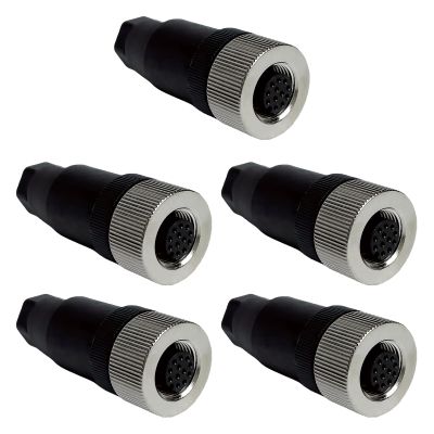 5/20Pcs Waterproof M12 Power Connector, Aviation-Grade Male & Female Plug Socket, 4/5/8/12-Pin Options, Screw Crimping for Sensor, UAV, LED, Agricultural Machinery (12 Pin Female 5)