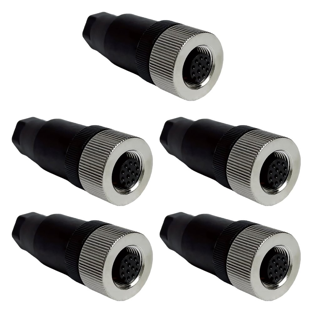 5/20Pcs Waterproof M12 Power Connector, Aviation-Grade Male & Female Plug Socket, 4/5/8/12-Pin Options, Screw Crimping for Sensor, UAV, LED, Agricultural Machinery (12 Pin Female 5)