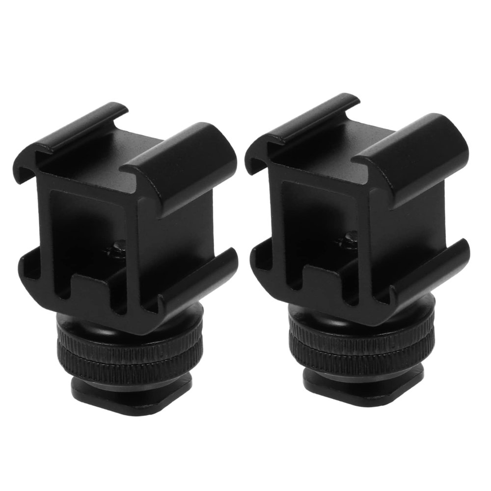 HOMOCONO 2sets Hot Shoe Bases for Video Camera Accessories Triple Head Design for Microphones Lights and Flash and Lightweight Photography Connectors
