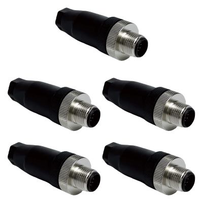 5/20Pcs Waterproof M12 Power Connector Aviation Male Female Plug Socket 4 5 8 12 Pin Screw Crimping Sensor UAV LED Agricultural Machine (12 Pin Male 5)