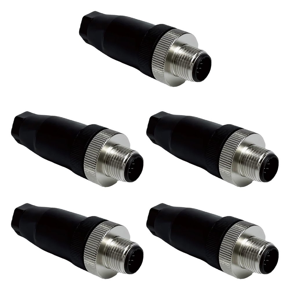5/20Pcs Waterproof M12 Power Connector Aviation Male Female Plug Socket 4 5 8 12 Pin Screw Crimping Sensor UAV LED Agricultural Machine (12 Pin Male 5)