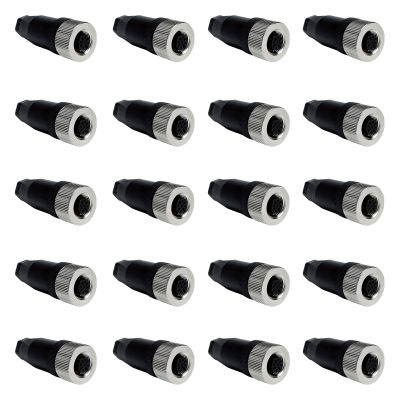 5/20Pcs Waterproof M12 Power Connector, Aviation-Grade Male & Female Plug Socket, 4/5/8/12-Pin Options, Screw Crimping for Sensor, UAV, LED, Agricultural Machinery (4 Pin Female 20)