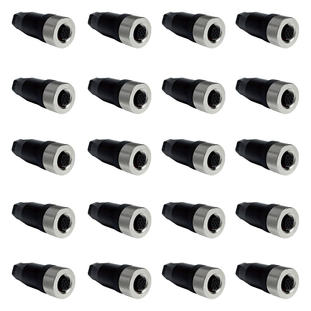 5/20Pcs Waterproof M12 Power Connector, Aviation-Grade Male & Female Plug Socket, 4/5/8/12-Pin Options, Screw Crimping for Sensor, UAV, LED, Agricultural Machinery (4 Pin Female 20)