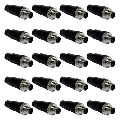 5/20Pcs Waterproof M12 Power Connector, Aviation-Grade Male & Female Plug Socket, 4/5/8/12-Pin Options, Screw Crimping for Sensor, UAV, LED, Agricultural Machinery (8 Pin Male 20)