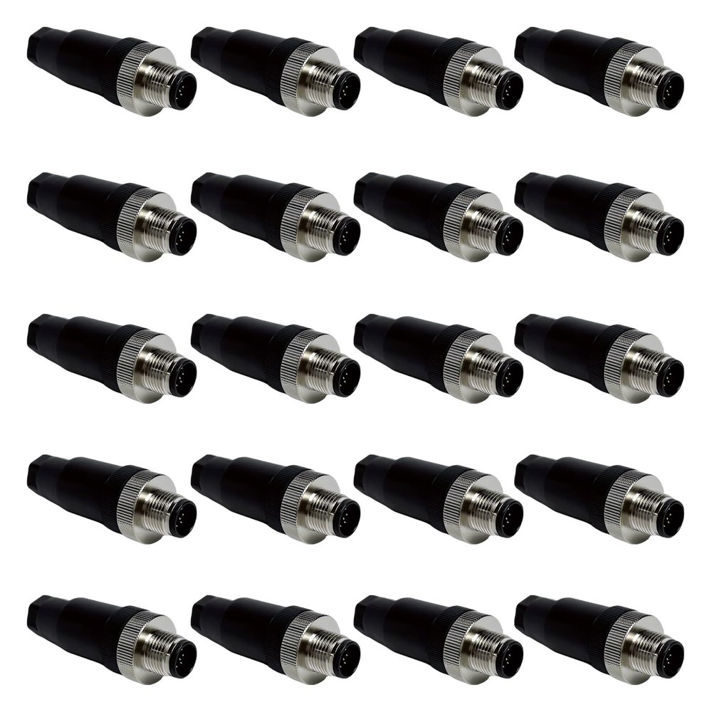 5/20Pcs Waterproof M12 Power Connector, Aviation-Grade Male & Female Plug Socket, 4/5/8/12-Pin Options, Screw Crimping for Sensor, UAV, LED, Agricultural Machinery (8 Pin Male 20)