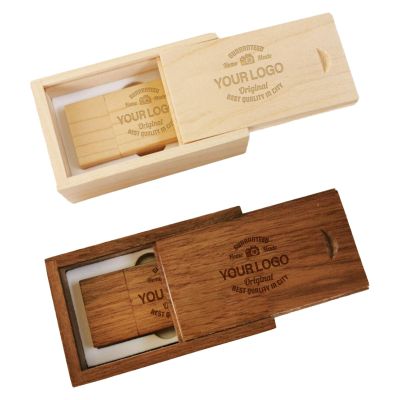JBOS Custom Wood USB Flash Drive 2GB - 25 Pack with Wood Gift Box - Personalized Bulk Thumb Drives Memory Stick USB 2.0 for Gifts, Events, Business Use-Maple/Walnut