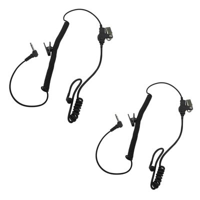 [2 Packs] 3.5mm Listen Only Earpiece for Police and Law Enforcement, Black Coil Tube Headset Ear Piece for for Harris Police Radio Remote Speaker Mics, FBI Security Surveillance Kit Walkie Talkie