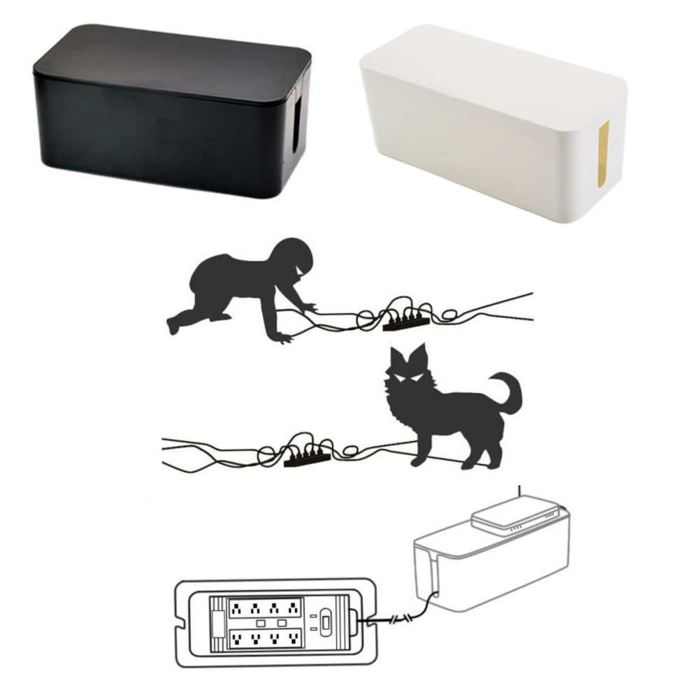 GAROZATION Cable Box Wire Organizer Cord Management Power Strip Cover Plastic Storage Box