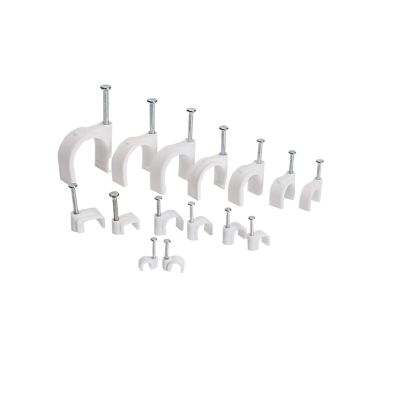 Nail in Cable Clips, 100pcs 4mm to 50mm Round Cable Steel Nail Line Card Square Cable Clips Trough Wire Fixing Wire Retainer(Round 25mm 100PCS)