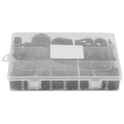 200pcs Black, White Nylon Plastic P Clips Fasteners Assorted Box Kit for Cable Conduit, High Tensile Strength, (Black)