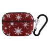 Abstract Christmas White Snowflakes on Red Case for Airpod Pro Plastic Skin Protective Cover with Keychain for Women Men Girl view 1