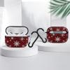 Abstract Christmas White Snowflakes on Red Case for Airpod Pro Plastic Skin Protective Cover with Keychain for Women Men Girl view 4