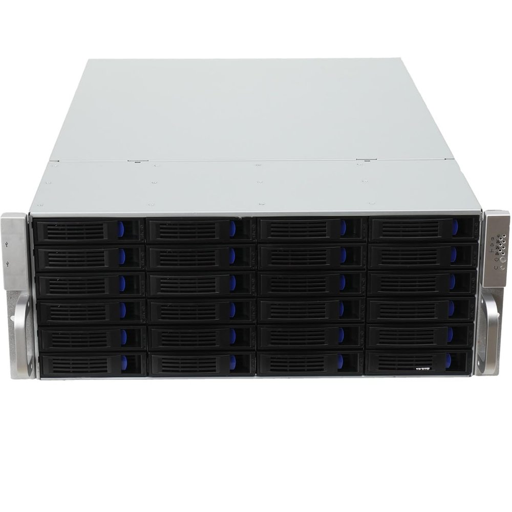 QAVODB 4U Server Chassis Rackmount Case Server Case Hot Swap Case with 24 x hot-swappable SATA (II or III) / SAS 6G Drive Bays