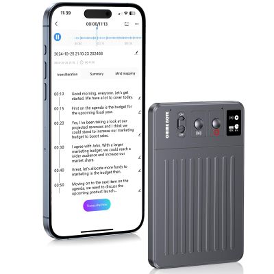 AI Voice Recorder, Voice Recorder with No Fee for Transcribe & Summarize, Empowered by ChatGPT, APP and WEB Sync, Support 107 Languages, 64GB Memory,Digital Voice Recorder for Meetings/Calls-Dark Grey